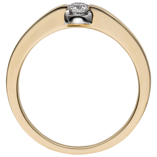 Damen Ring 585 Gold Gelbgold 1 Diamant Brillant 0,15ct. Diamantring