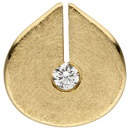 Anhänger 585 Gold Gelbgold eismatt 1 Diamant Brillant Diamantanhänger