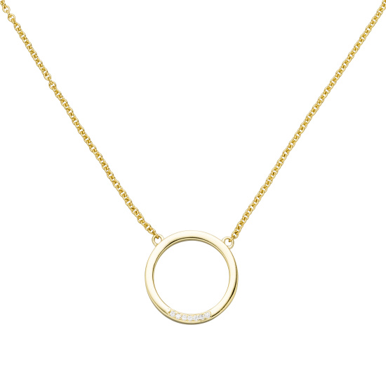 Collier Halskette 585 Gold Gelbgold 7 Diamanten Brillanten 44 cm Kette