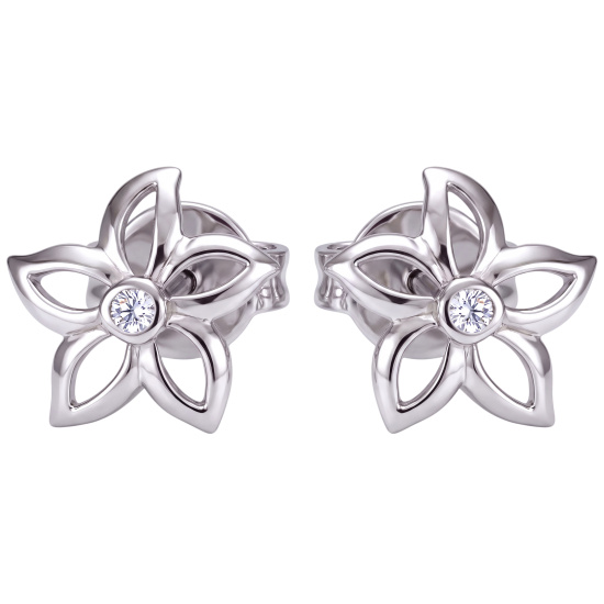 Ohrstecker Blume 925 Sterling Silber 2 Zirkonia Ohrringe Silberohrringe