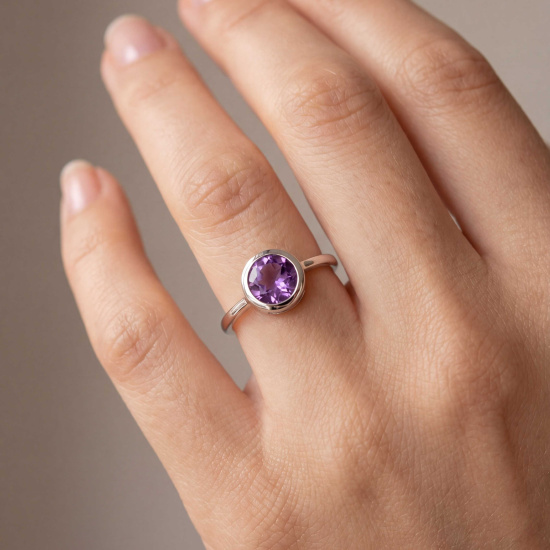 Damen Ring 925 Sterling Silber 1 Amethyst lila violett Silberring