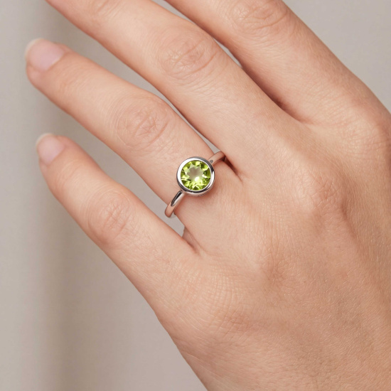 Damen Ring 925 Sterling Silber 1 Peridot grün Silberring