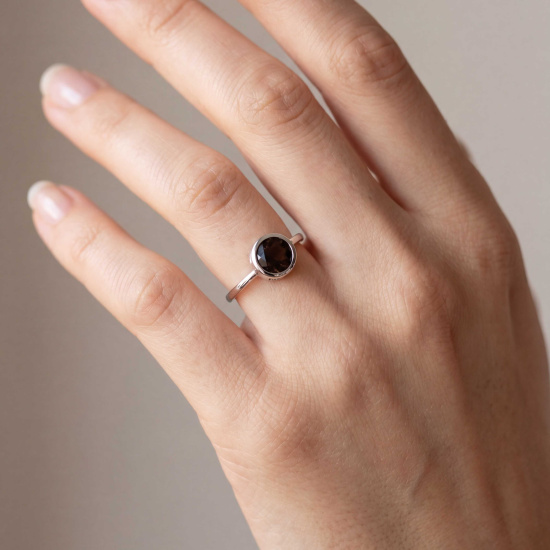 Damen Ring 925 Sterling Silber 1 Rauchquarz Silberring