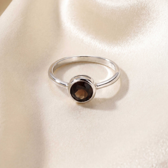 Damen Ring 925 Sterling Silber 1 Rauchquarz Silberring