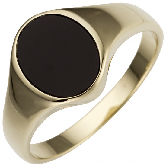 Damen Ring 585 Gold Gelbgold 1 Onyx oval Goldring