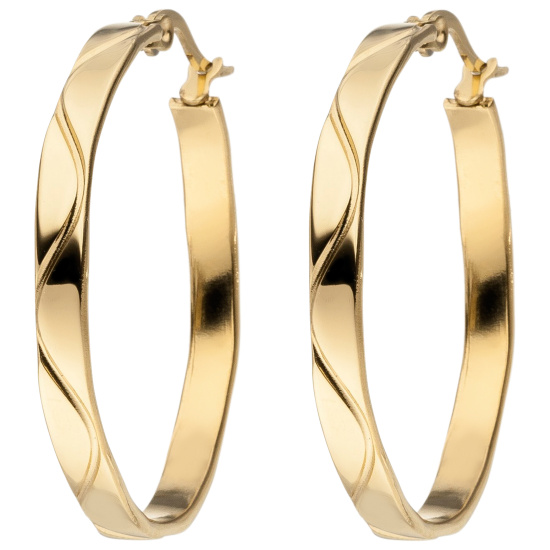 Creolen Edelstahl 34 mm goldfarben beschichtet Ohrringe