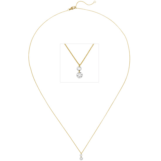 Collier 750 Gold Gelbgold 2 Diamanten Brillanten 45 cm