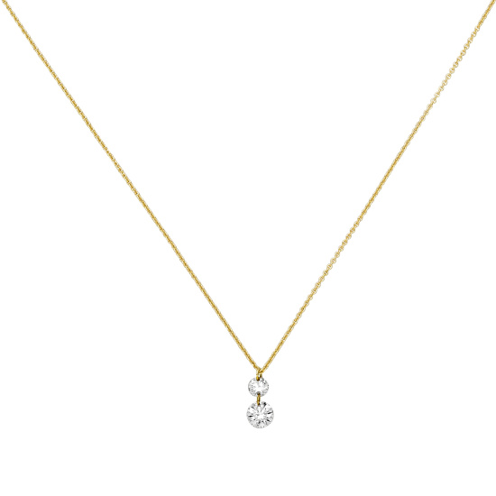 Collier 750 Gold Gelbgold 2 Diamanten Brillanten 45 cm