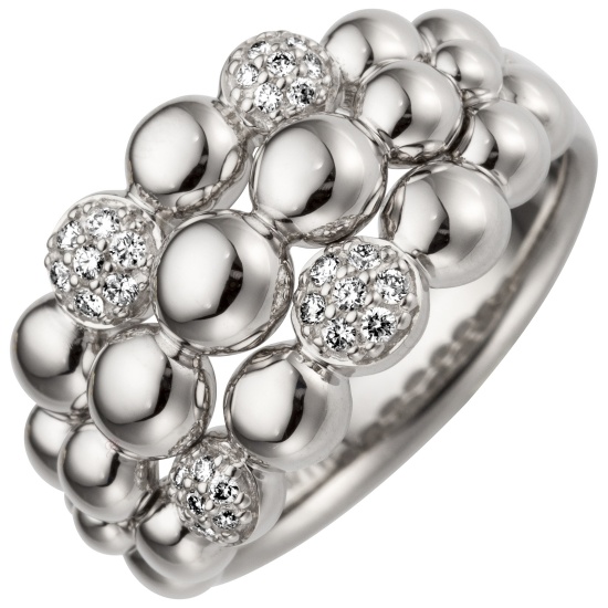 Damen Ring 585 Gold Weißgold 28 Diamanten Brillanten 0,15ct.