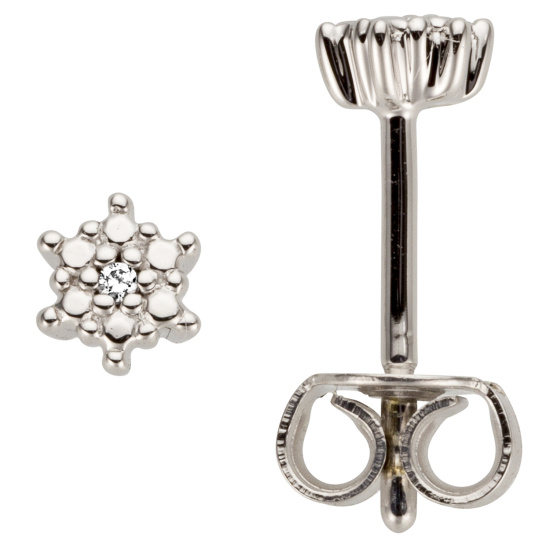 Ohrstecker 585 Gold Weißgold 2 Diamanten Brillanten
