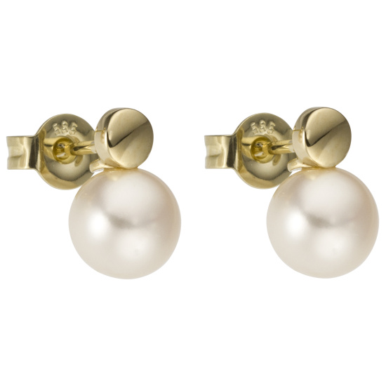 Ohrstecker 585 Gold Gelbgold 2 Süßwasser Perlen Ohrringe