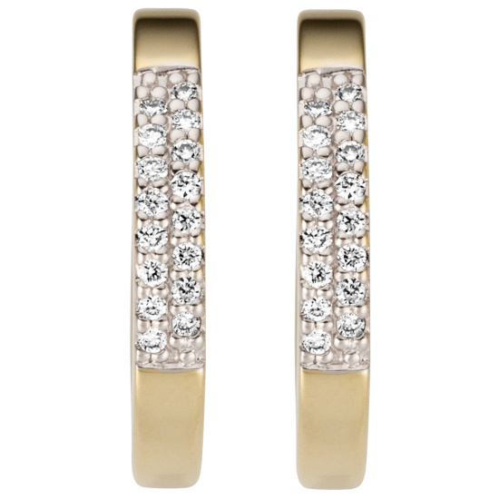 Creolen 585 Gold Gelbgold 32 Diamanten Brillanten Ohrringe