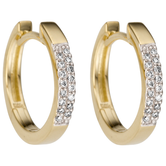 Creolen 585 Gold Gelbgold 32 Diamanten Brillanten Ohrringe