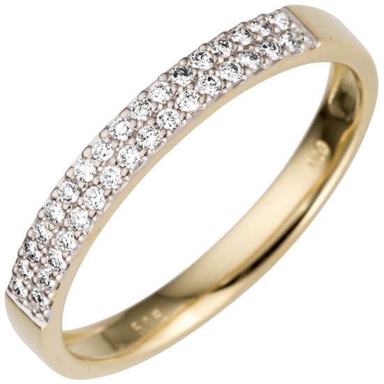 Damen Ring 585 Gold Gelbgold 33 Diamanten Brillanten Goldring