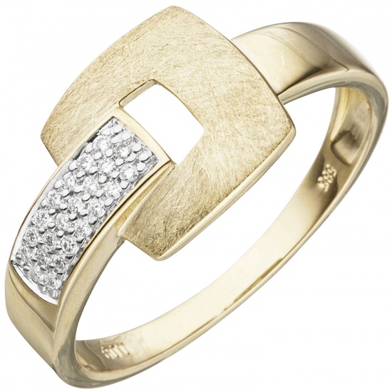 Damen Ring 585 Gold Gelbgold eismatt 22 Diamanten Brillanten