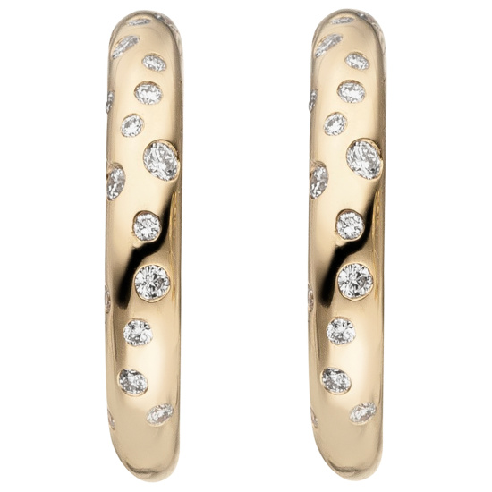 Halbcreolen 585 Gold Gelbgold 34 Diamanten Brillanten Ohrringe