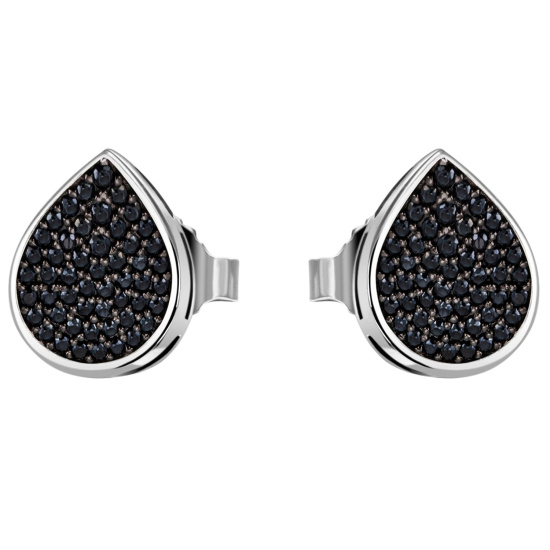 Ohrstecker Tropfen 925 Sterling Silber 56 Zirkonia schwarz