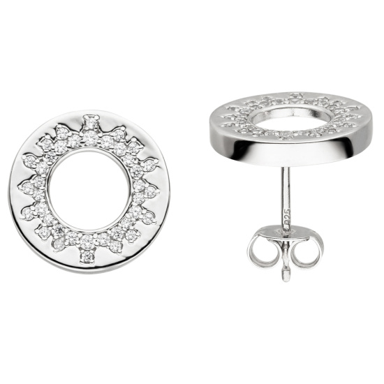 Ohrstecker 925 Sterling Silber 76 Zirkonia Ohrringe 14,7 mm
