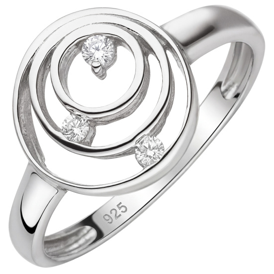 Damen Ring 925 Sterling Silber 3 Zirkonia