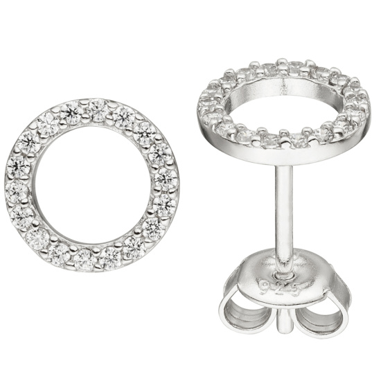 Ohrstecker 925 Sterling Silber 36 Zirkonia Ohrringe 7,7 mm