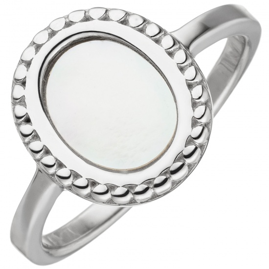 Damen Ring 925 Sterling Silber 1 Perlmutt-Einlage oval