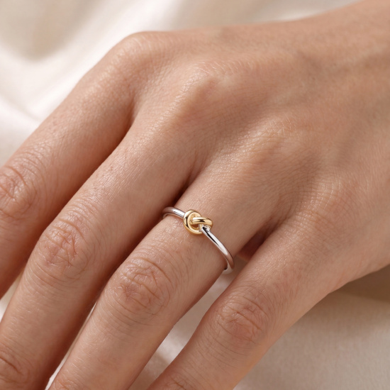 Damen Ring Knoten 925 Sterling Silber bicolor vergoldet