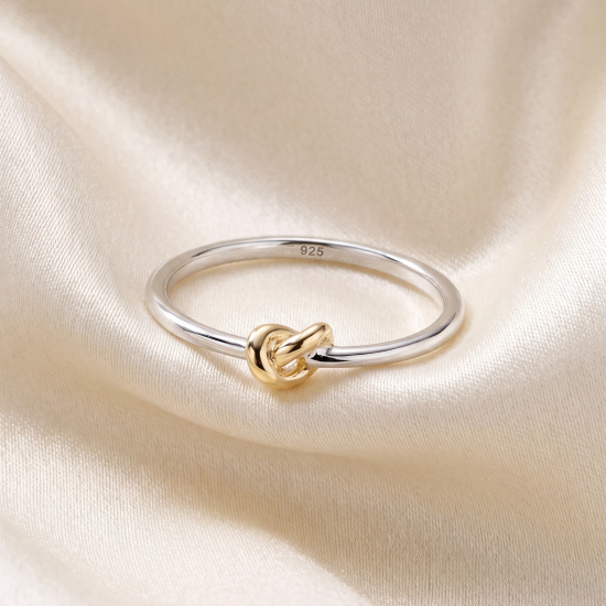 Damen Ring Knoten 925 Sterling Silber bicolor vergoldet