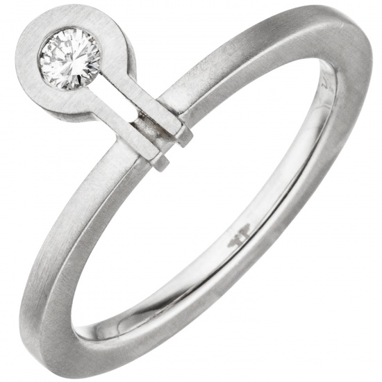 Damen Ring 950 Platin matt 1 Diamant Brillant 0,07ct.