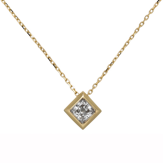 Collier Kette mit Anhänger 333 Gold Gelbgold 1 Zirkonia 45 cm