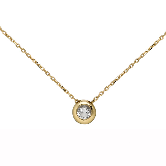 Collier Kette mit Anhänger 333 Gold Gelbgold 1 Zirkonia 45 cm