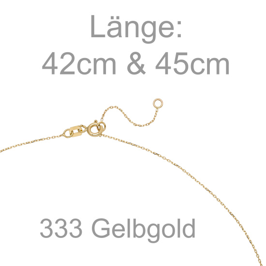 Collier Kette mit Anhänger 333 Gold Gelbgold 1 Zirkonia 45 cm