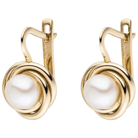 Ohrhänger 333 Gold Gelbgold 2 Süßwasser Perlen Ohrringe Boutons