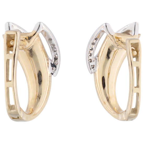 Creolen 585 Gold Gelbgold bicolor matt 22 Diamanten Brillanten Ohrringe