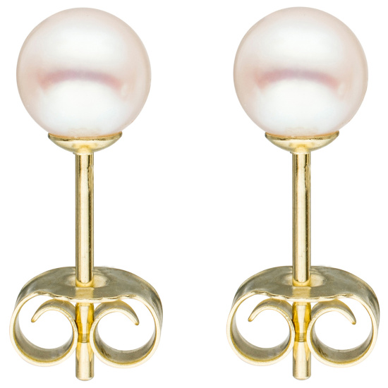 Ohrstecker 333 Gold Gelbgold 2 Süßwasser Perlen 5,5 mm