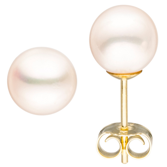 Ohrstecker 333 Gold Gelbgold 2 Süßwasser Perlen 7,5 mm