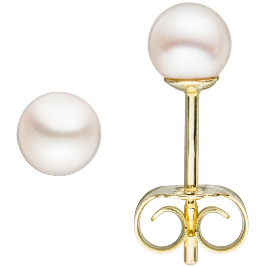 Ohrstecker 585 Gold Gelbgold 2 Akoya Perlen 4 mm