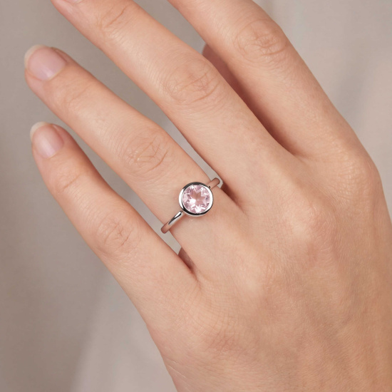 Damen Ring 925 Sterling Silber 1 Rosenquarz