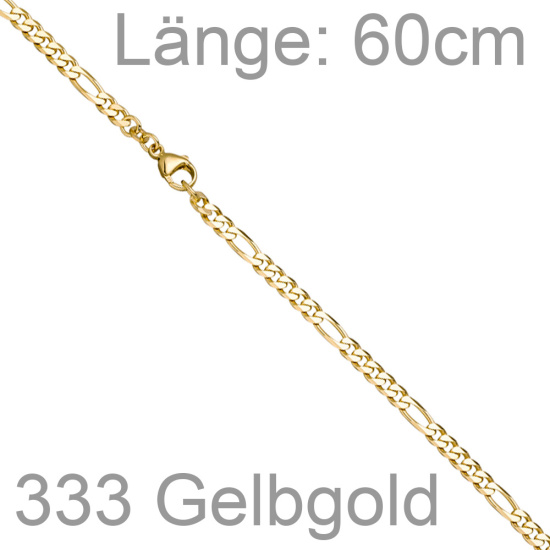 Figarokette 333 Gold Gelbgold massiv diamantiert 60 cm Kette Halskette
