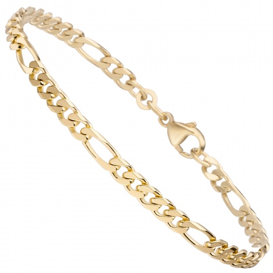 Figaroarmband 333 Gold Gelbgold massiv diamantiert 21 cm Armband Goldarmband