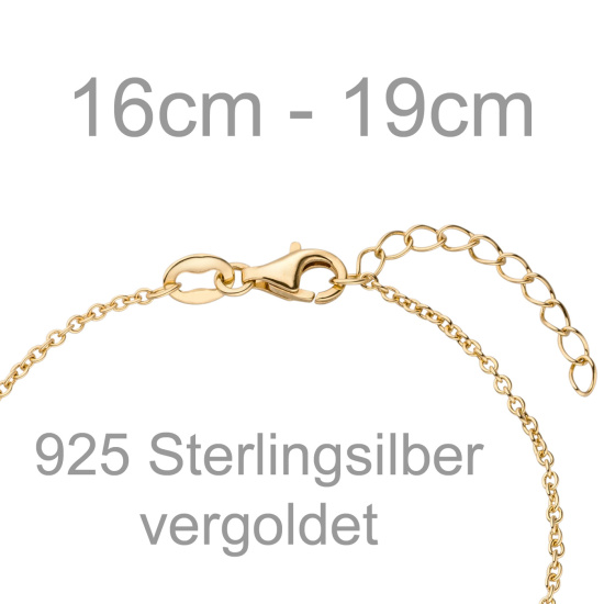 Armband Sterne 925 Sterling Silber gold vergoldet 19 cm