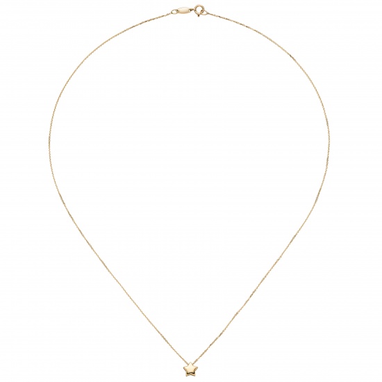 Collier Halskette mit Anhänger Stern 375 Gold Gelbgold 42 cm Kette