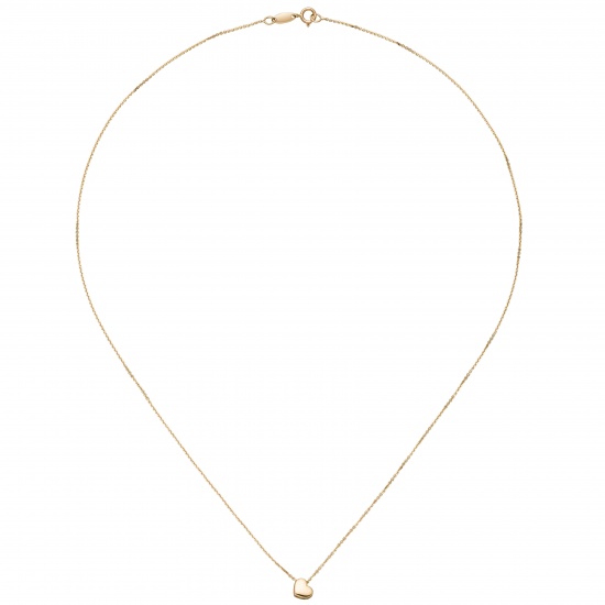 Collier Halskette mit Anhänger Herz 375 Gold Gelbgold 42 cm