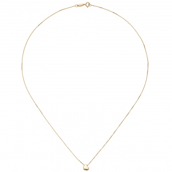 Collier Halskette mit Anhänger Herz 375 Gold Gelbgold 42 cm