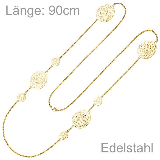 Collier Halskette Edelstahl gelbgoldfarben beschichtet 90 cm Kette