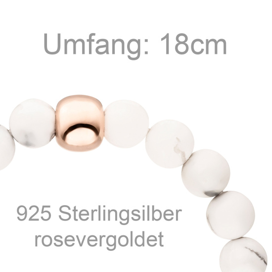 Armband mit Howlith und 925 Silber rotgold vergoldet endlos elastisch