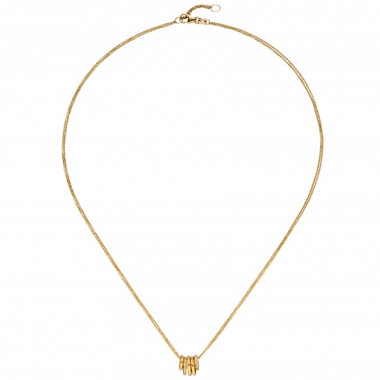 Collier Kette mit Anhänger 585 Gold Gelbgold 24 Diamanten Brillanten 45 cm