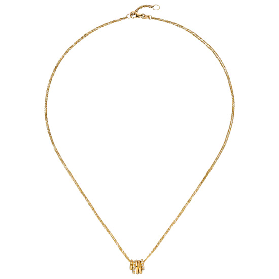 Collier Kette mit Anhänger 585 Gold Gelbgold 24 Diamanten Brillanten 45 cm