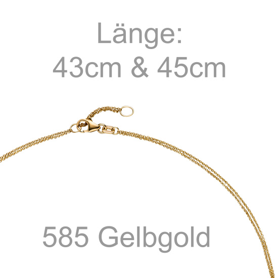 Collier Kette mit Anhänger 585 Gold Gelbgold 24 Diamanten Brillanten 45 cm