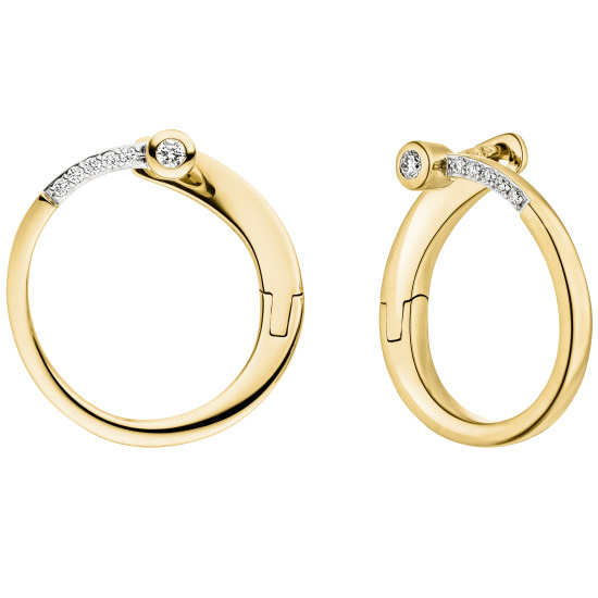 Creolen 585 Gold Gelbgold 12 Diamanten Brillanten Ohrringe