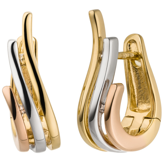 Creolen 585 Gold Tricolor-Optik Ohrringe
